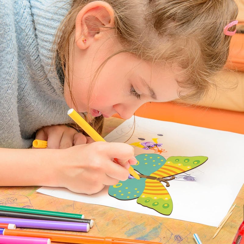 Sophena Large Size 7" Wooden Spring Ornaments to Paint, Butterfly Wooden DIY Blank Unfinished Round Wood Discs Ornament for Crafts Hanging Decorations(10PCS) - Image 4